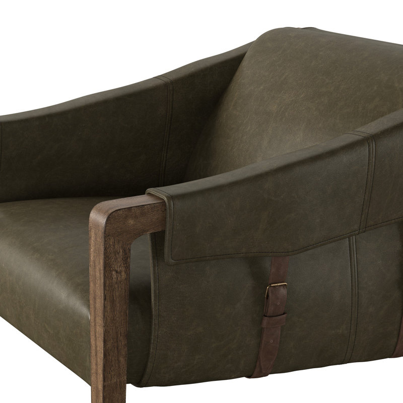 Karin 27" Wide Armchair, Dulane Moss Genuine Leather, Brown