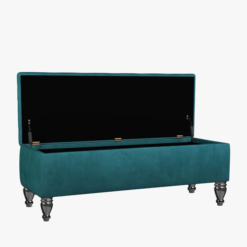 Lisbon Ottoman Bench with Storage, End of Bed Bench, Rectangle Coffee Table, Upholstered Footstools, Emerald Green