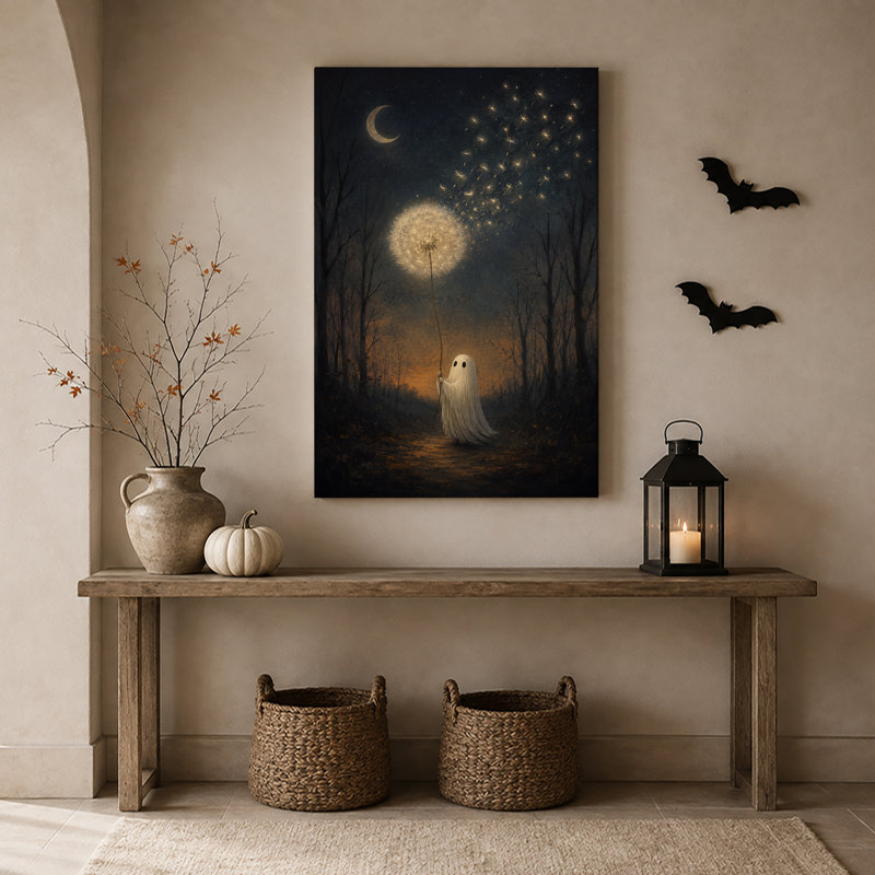 Art mural sur toile, "Pissenlit blanc", H 18 po x l 12 po