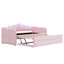 Lit de jour simple rembourré de taille XL avec lumière DEL gigogne, la couchette peut être plate ou dressée, rose-214072224