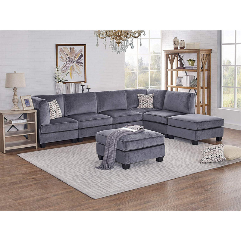 Canapé modulaire en velours 7 pièces Melkon