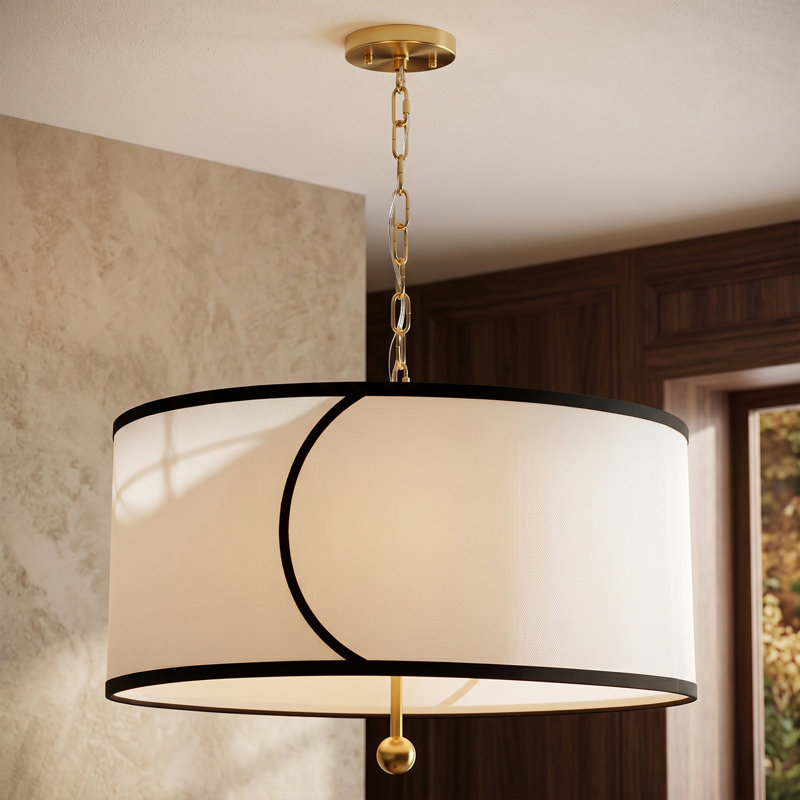 Montelle 4-Light Dimmable Drum Fabric Chandelier,