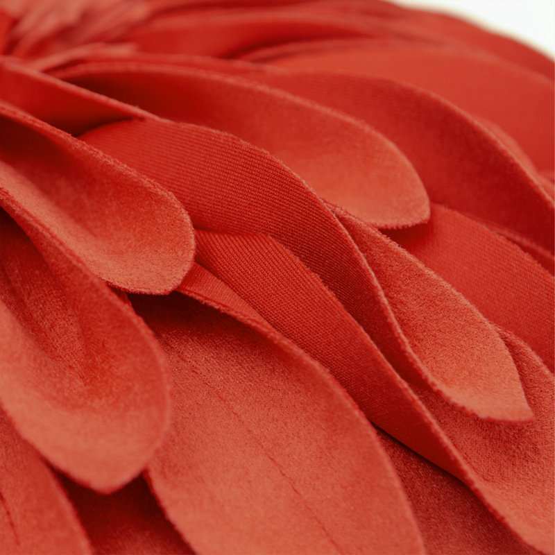 Housse et insert décoratif décoratif 3D Floral, H 12 po x l 12 po, Orange, rouge, suède uni