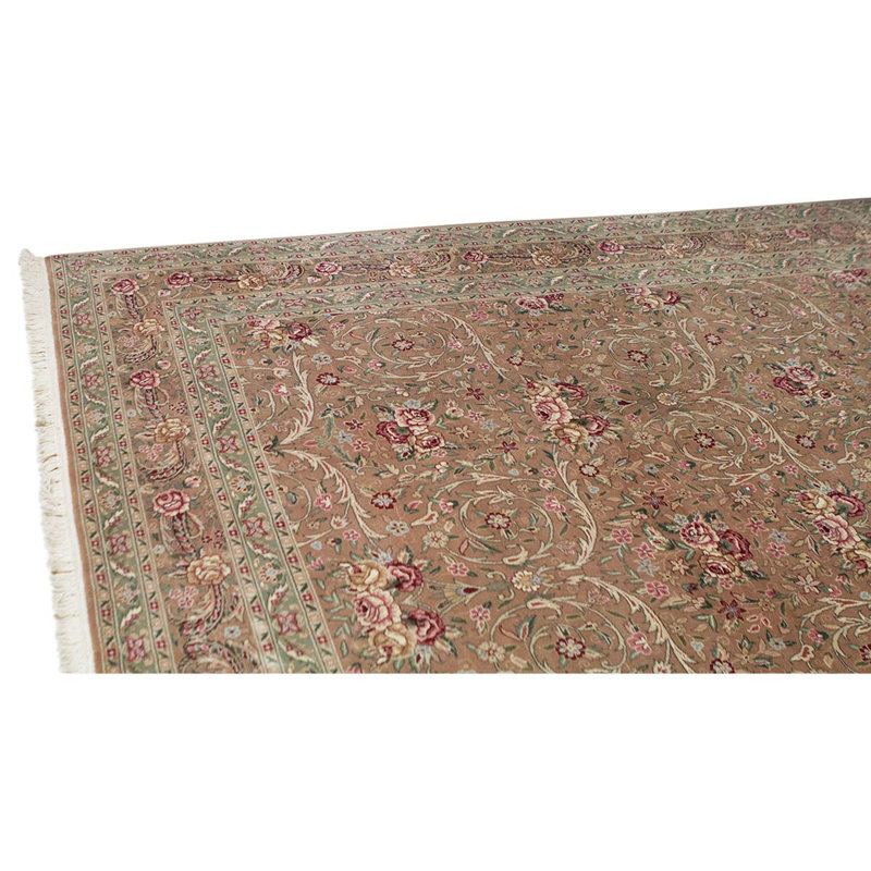 Tapis unique en laine noué à la main de 9 pi x 12 pi rouge / vert / beige