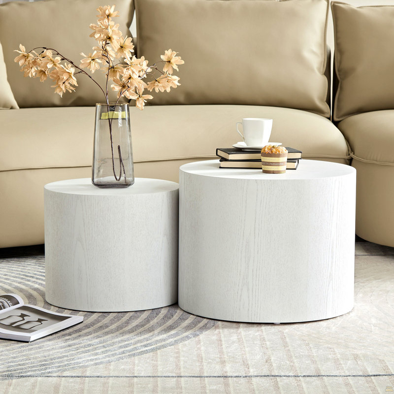 Ensemble de 2 tables d'appoint / tables basses / tables de bout / tables gigognes, Blanc