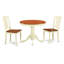 Ensemble de coin-repas 3 pièces pour petits espaces comprenant une table de salle à manger ronde avec piédestal et 2 chaises de cuisine, 36 po x 36 po, babeurre et cerise-285938731-285938735-285938726