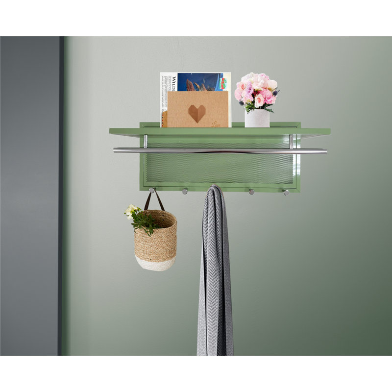 Versatile Wall Mounted Metal Powder Coating Hook Shelf For Space Optimization