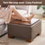 Repose-pieds de rangement carré 23,2 po avec plateau en bois-383384377-374651433