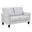 Gris moderne, structure en bois massif et contreplaqué, sièges confortables, tissu texturé de style contemporain, coussins attachés évasés