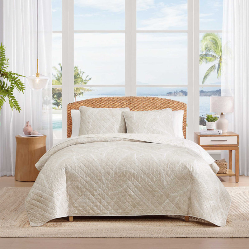 Ensemble de courtepointe réversible en coton Tommy Bahama Pebble Palms, Courtepointe très grand et 2 très grandes taies 