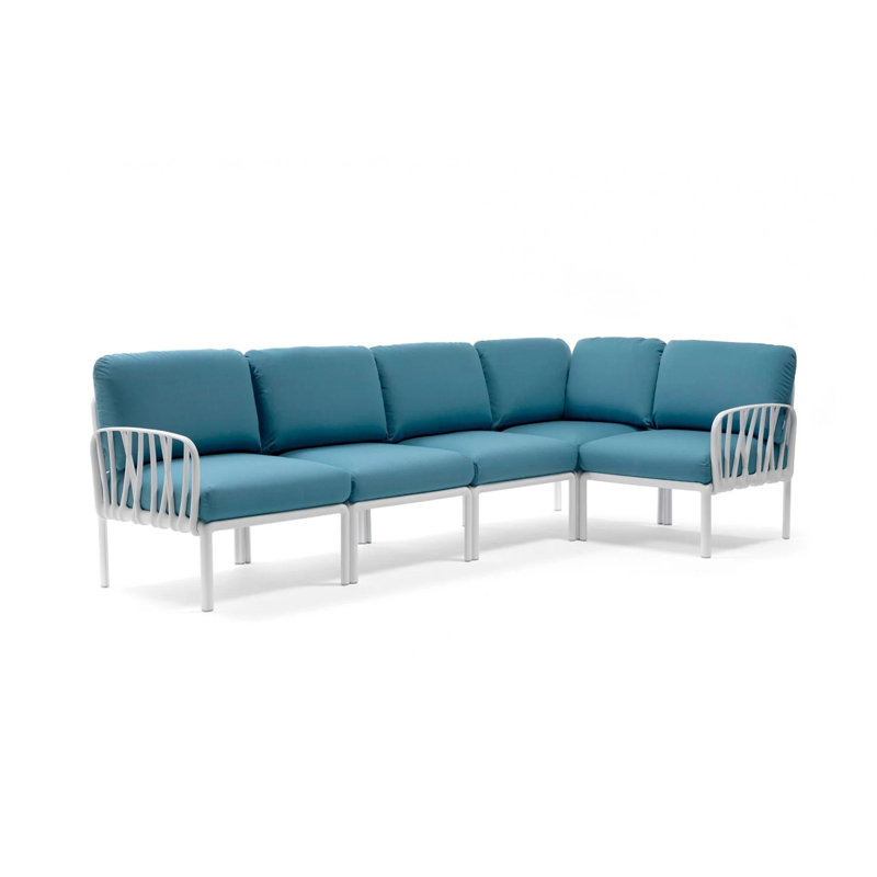 Komodo 115.75'' Wide L-Shaped Patio Sectional with Cushions, Adriatic/White