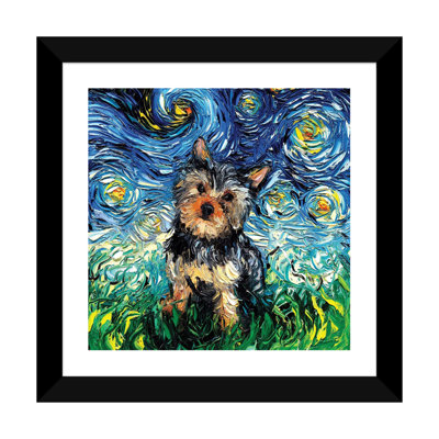 " Yorkie Night " Oil Painting