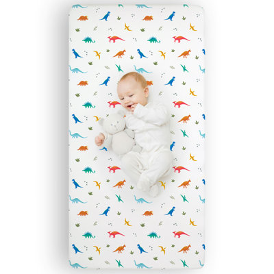 Drap-housse pour lit de bébé 100% coton Wildkin - Drap-housse doux et respirant - Dinosaures du Jura 