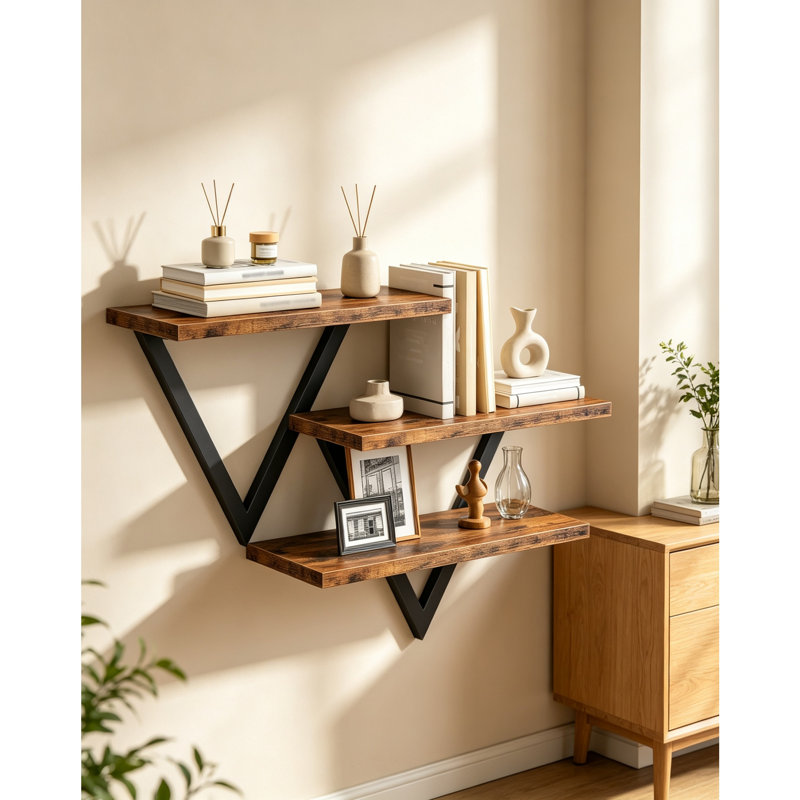 ‎Engineered Wood, Metal Floating Shelf