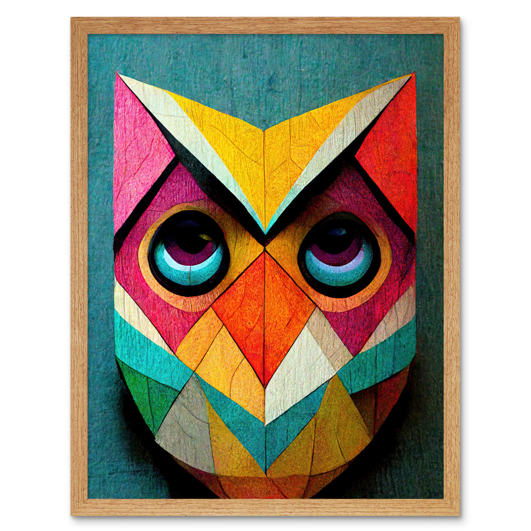 Cute Colourful Geometric Owl Bird - Print