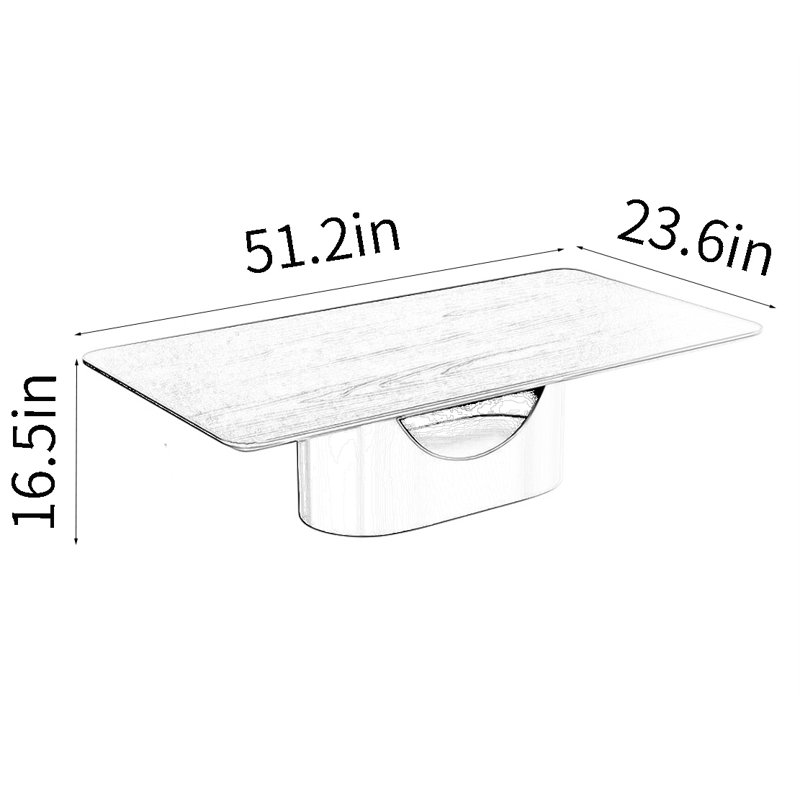 Table basse luxueuse haut de gamme, Noir, noir, noir, noir, H 16,5 po x L 51,2 po x l 23,6 po