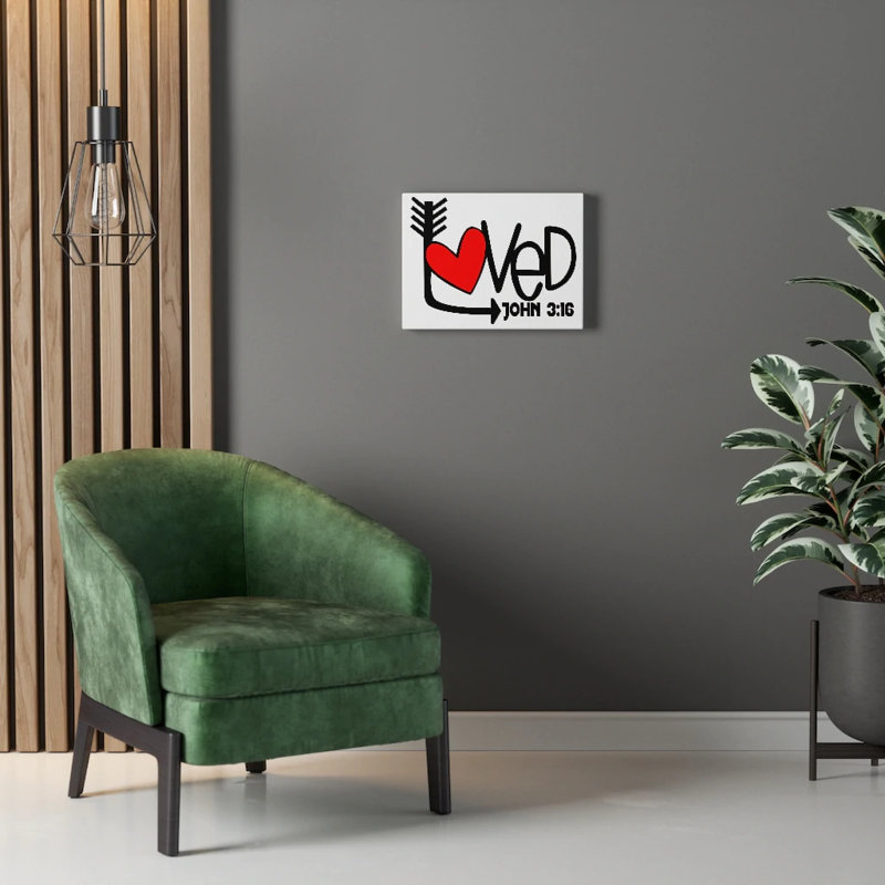 Loved John 3:16 1 Piece Wrapped Canvas Wall Art, 28cm H x 36cm W