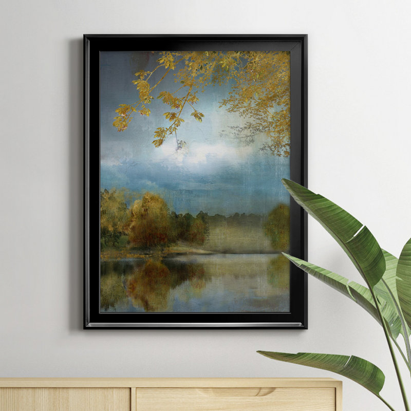 Golden Leaves - Peinture sur toile encadrée, Noir, H 18,5 po x l 24,5 po x P 1,5 po