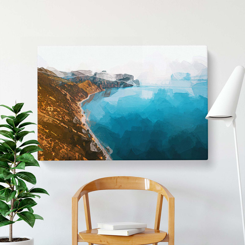Coastline Of New Zealand In Abstract - Wrapped Canvas Print, 60cm H x 91cm W x 3cm D