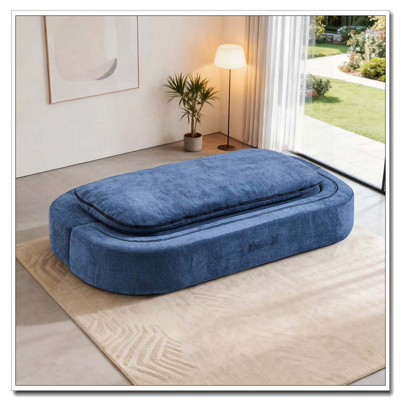 Canapé moderne avec 2 coussins, Bleu très foncé