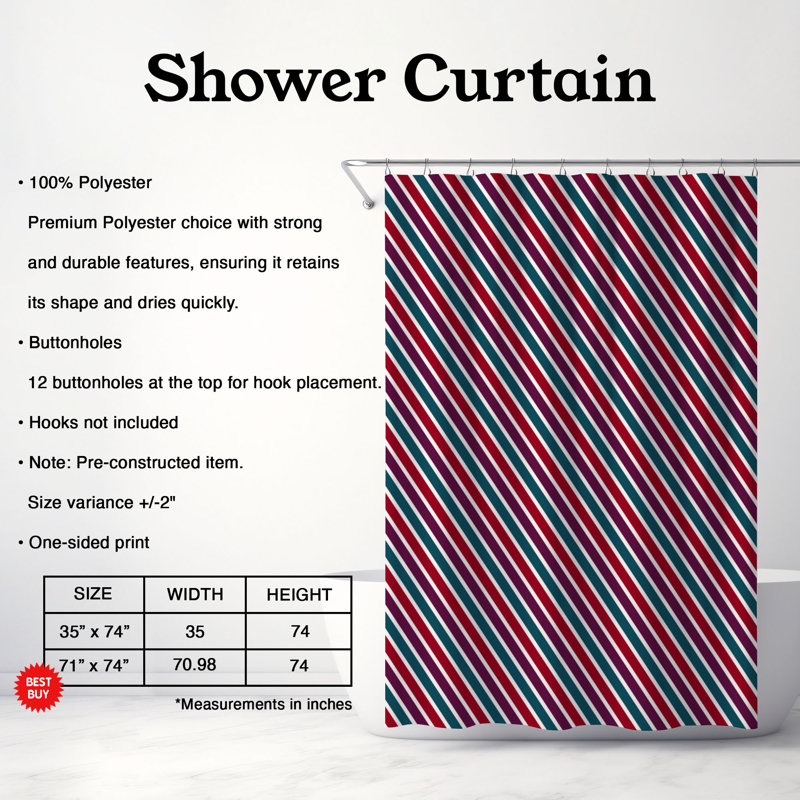 Harvest Art - Rideau de douche Premium, H 74 po x l 71 po