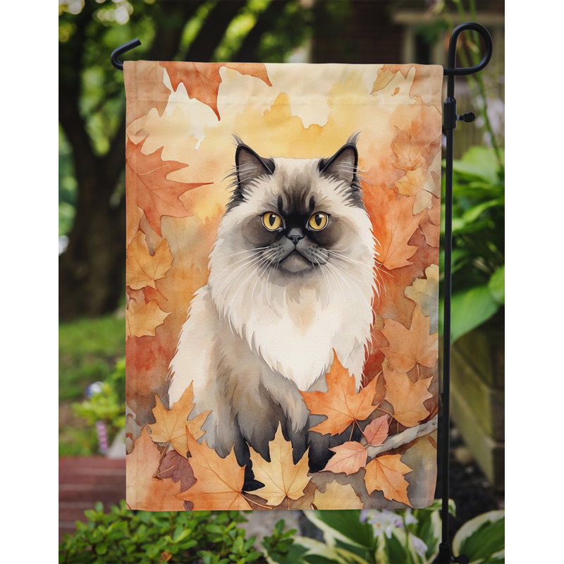 Chat en feuilles d'automne drapeau de jardin, Himalayen