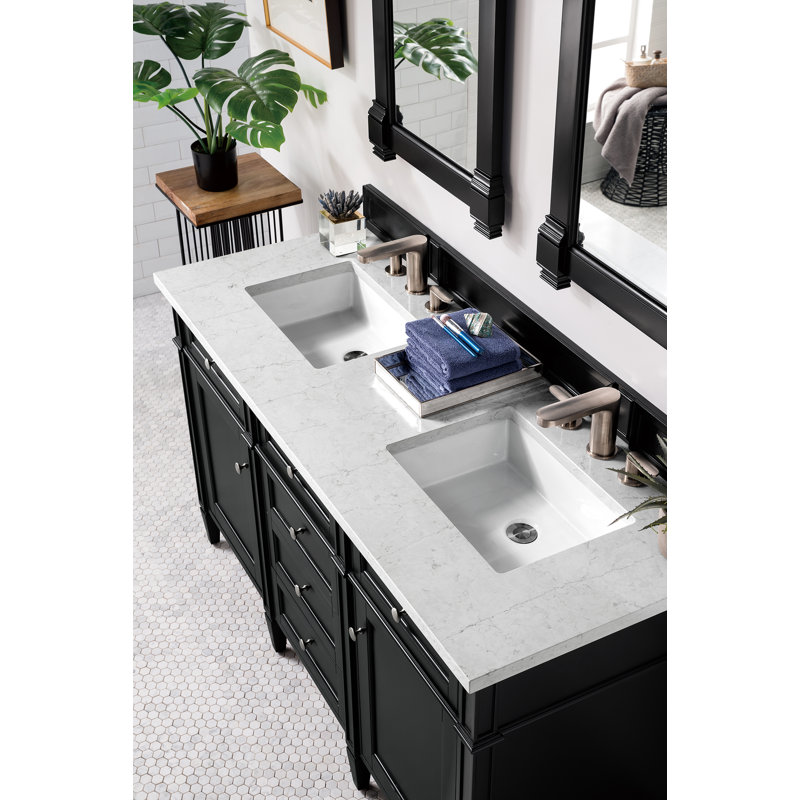 Brittany 60'' W Double Vanity, Eternal Jasmine Pearl, Black Onyx