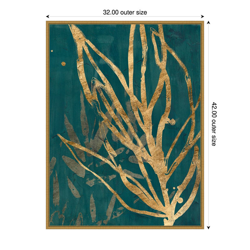 «Burnish Jungle Leaves II» par June Erica Vess, reproduction d'art sur toile encadrée, H 42 po x l 32 po