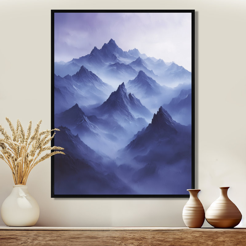 Gitzel Misty Peaks In The Twilight III - montagnes, art mural, Impression sur cadre flottant, Noir, H 20 po x l 12 po