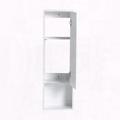 12-inch Wall-Mounted Bathroom Wall Cabinet with Soft-Close Doors and Floating Design, Glossy White
