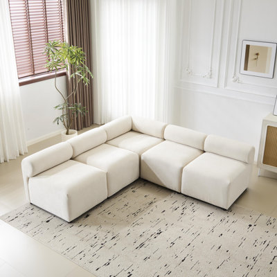 Canapé modulaire à combinaison en V de 83 po et 5 pièces pour salon moderne 83 po