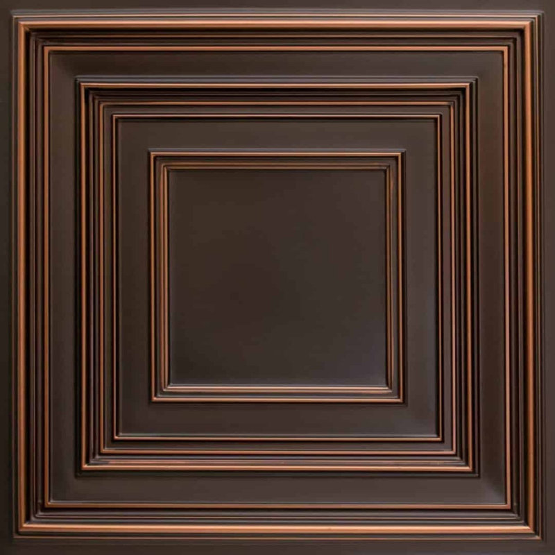 Schoolhouse 24'' W Textured PVC Drop-In Ceiling Tile, Glue Up Ceiling Tile Ceiling Tile, Antique Brass, 24" W x 48" L
