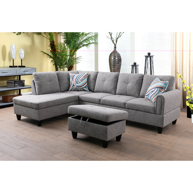 Jacksmith 97" Width 3-Pieces Sectional Sofa & Chaise,Ottoman (incomplete left arm sofa only)