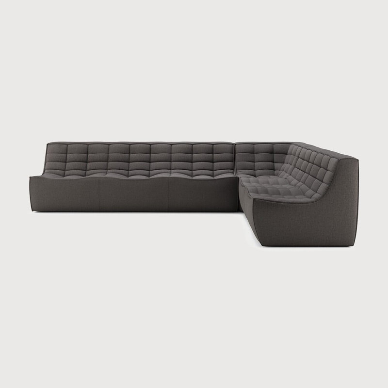 N701 Modular Sofa Set - Combo Left - 1 Seater + 2 Seater + 90° Square Corner, Dark Gray Polyester Blend