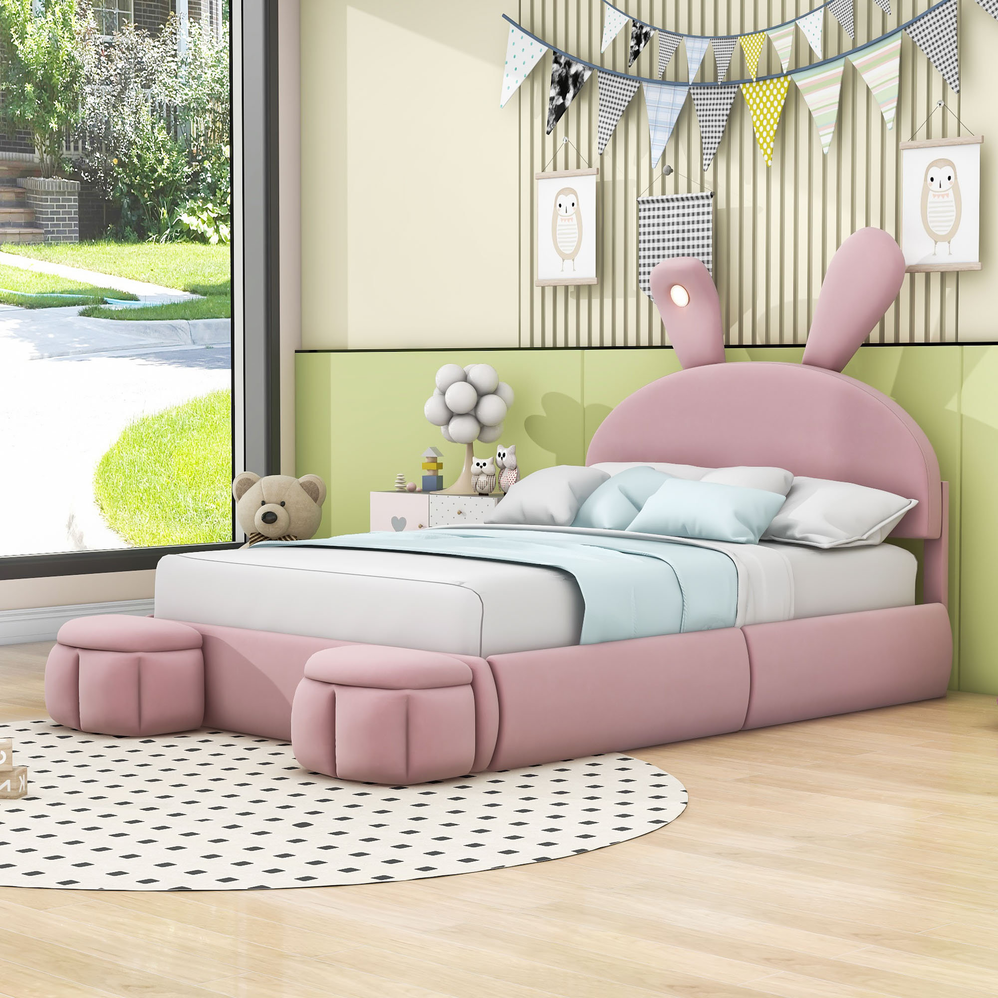 Zoomie Kids Annison Full Size Platform Bed with Cartoon Ears Headboard
