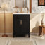 Meuble-lavabo de 24 pouces avec lavabo en céramique lustré, charnières et poignée en métal exquis, rangement moderne pour évier supérieur, cadre en bois massif, rangement spacieux, utilisation rectangulaire noire-901320827