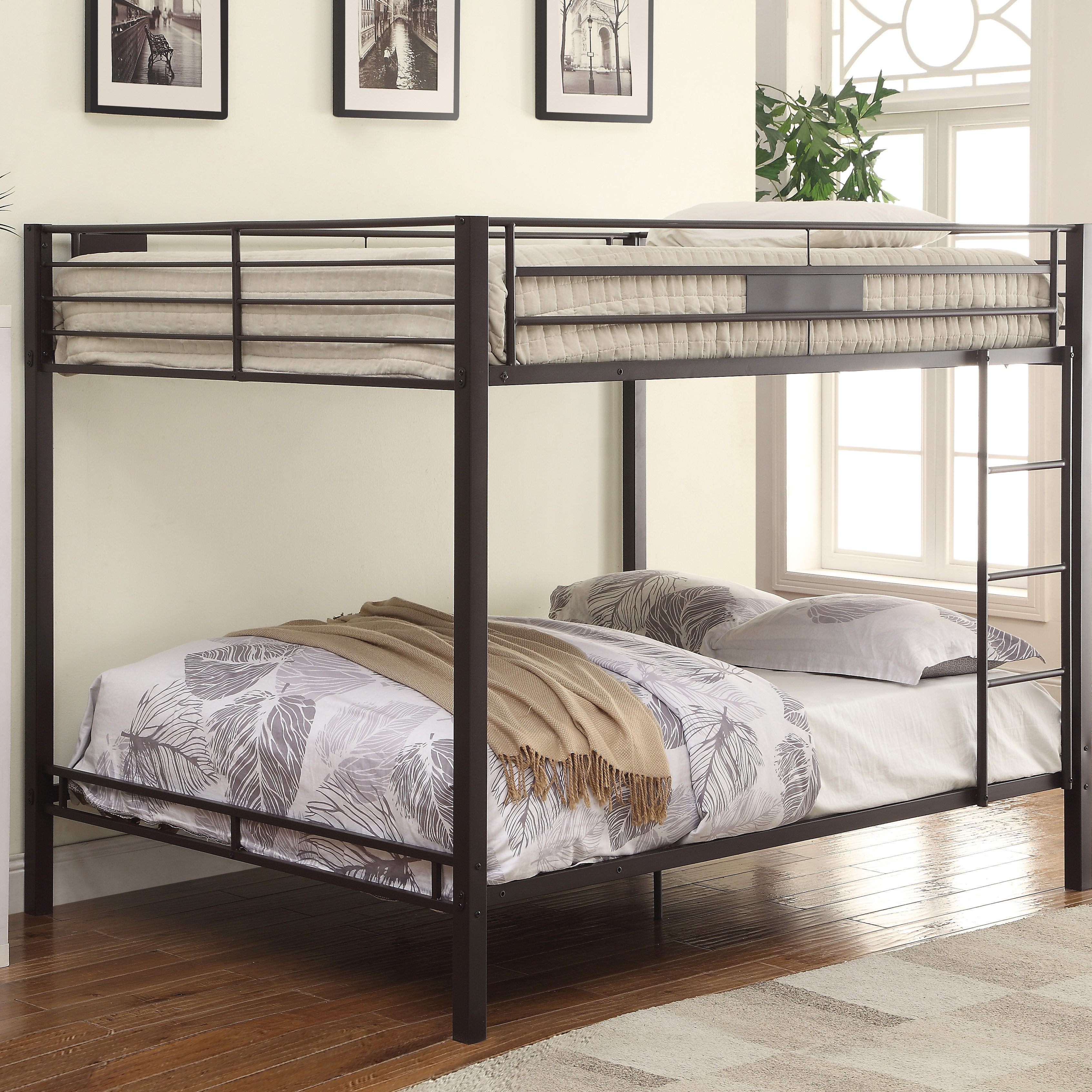 Isabelle & Max™ Sandy Black Double Queen Bunk Bed With Built-In Ladder ...