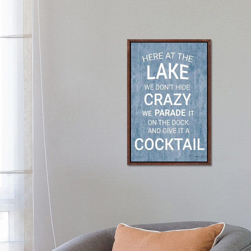 At The Lake - Print on Canvas, 66.04cm H x 45.72cm W x 3.81cm D, Classic Brown Wood Floater Framed