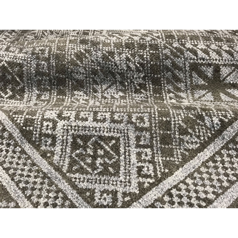 Tapis gris et bleu clair noué à la main de haute qualité
