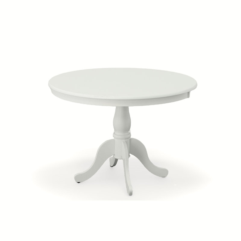 Classic White 42" Round Dining Table with Space-Saving Pedestal Design, Pure White