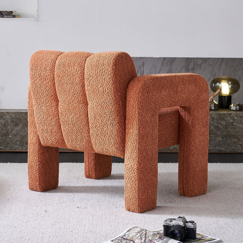 Practical Single Chair, Wide Upholstered Accent Chair, 100% Polyester Orange