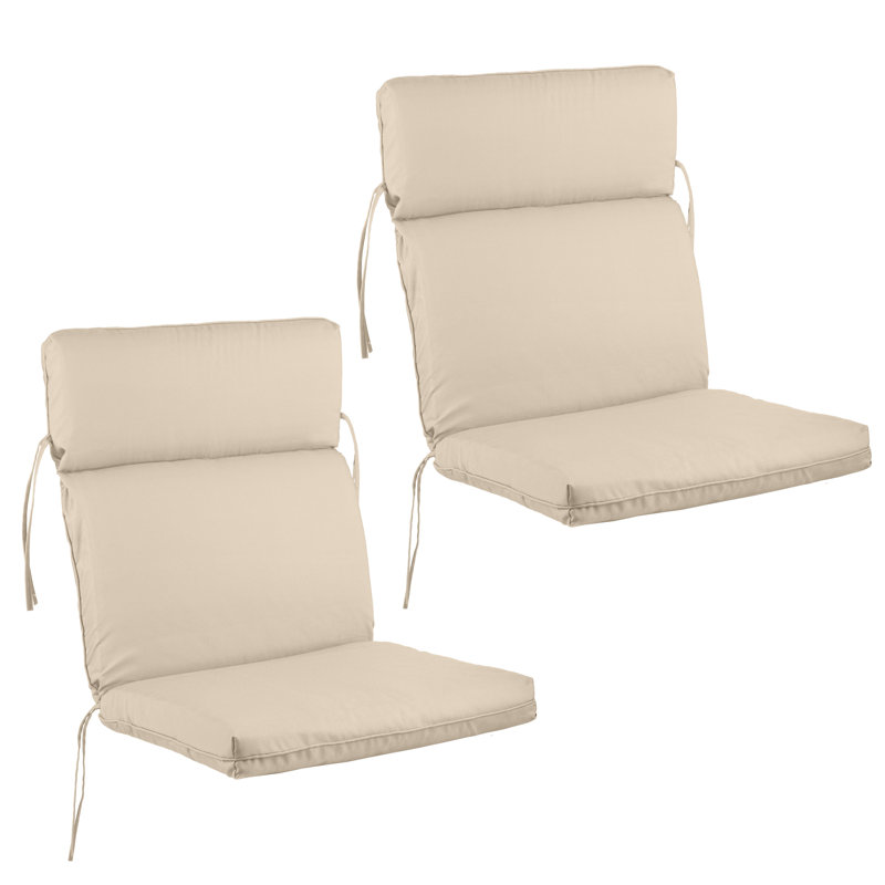 Coussin de chaise d'extérieur - Coussins de chaise d'extérieur à haut dossier 45 po x 21,5 po x 3 po pour meubles de patio, chaises berçantes, Adirondack ou repas - Coussins en tissu résistant à l'eau, à la décoloration et aux rayons UV avec attaches (brun clair)