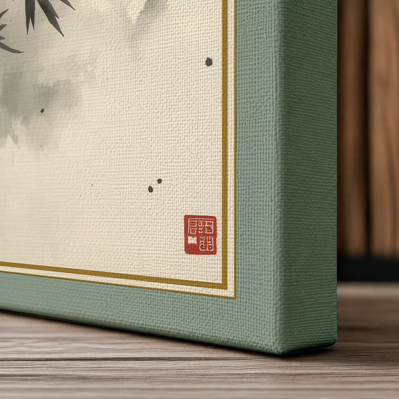 Bamboo in Mist Japandi 1 Piece Wrapped Canvas Wall Art, 24x16 - 61.0 x 40.6 cm, Sage Border