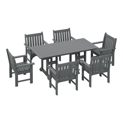 Ensemble de salle à manger avec table et accoudoirs de jardin 6 pièces Laguna Poly