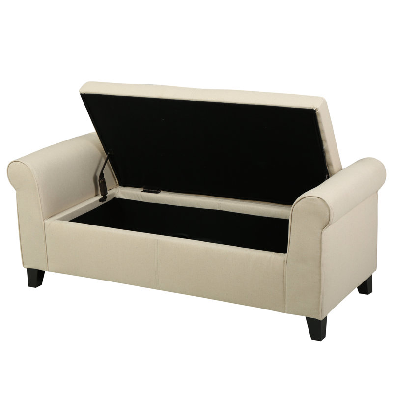 Banc de rangement rembourré Aisyah, Polyester beige