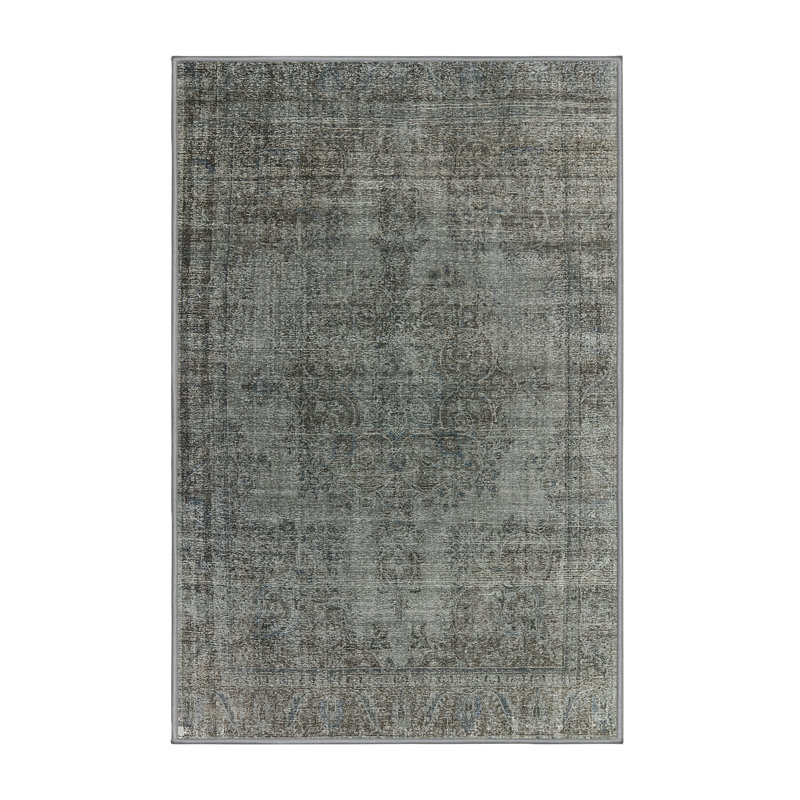 Tapis oriental gris / bleu Shena, Rectangle 2 pi x 3 pi
