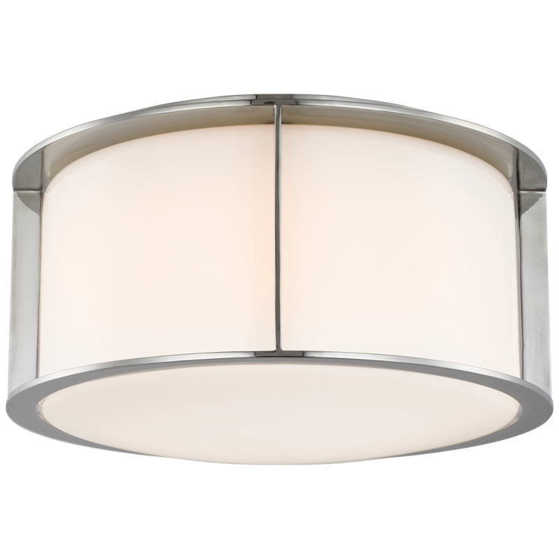 Barbara Barry Phinn 13" Flush Mount with White Glass, Polished Nickel, Steel