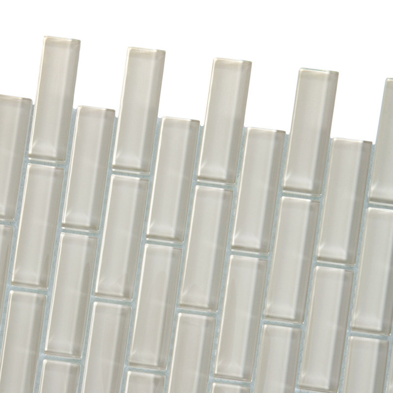 11.9"X 11.9" Polished Glass Brick Tile, Light Gray