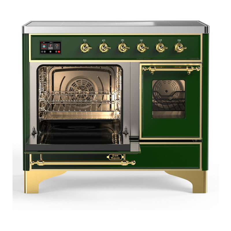 Majestic III Series 40 Inch Induction Range with 6 Induction Elements in Emerald Green (Brass Trim), Emerald Green, Brass