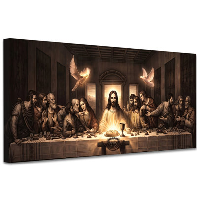 Jesus Canvas Wall Art The Last Supper White Sculpture Style, Christian Biblical Wall Decor for Dining Room, Living Room, Church, Religious Canvas Art for Christian Home Decor, 28x58 Inch